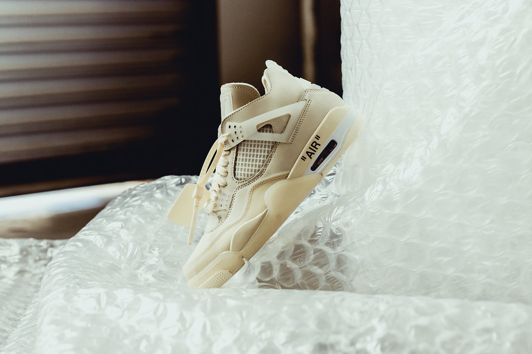 The Off-White x Air Jordan 4 Sail Will Also Be Releasing In Men's Sizes  Later On This Summer •
