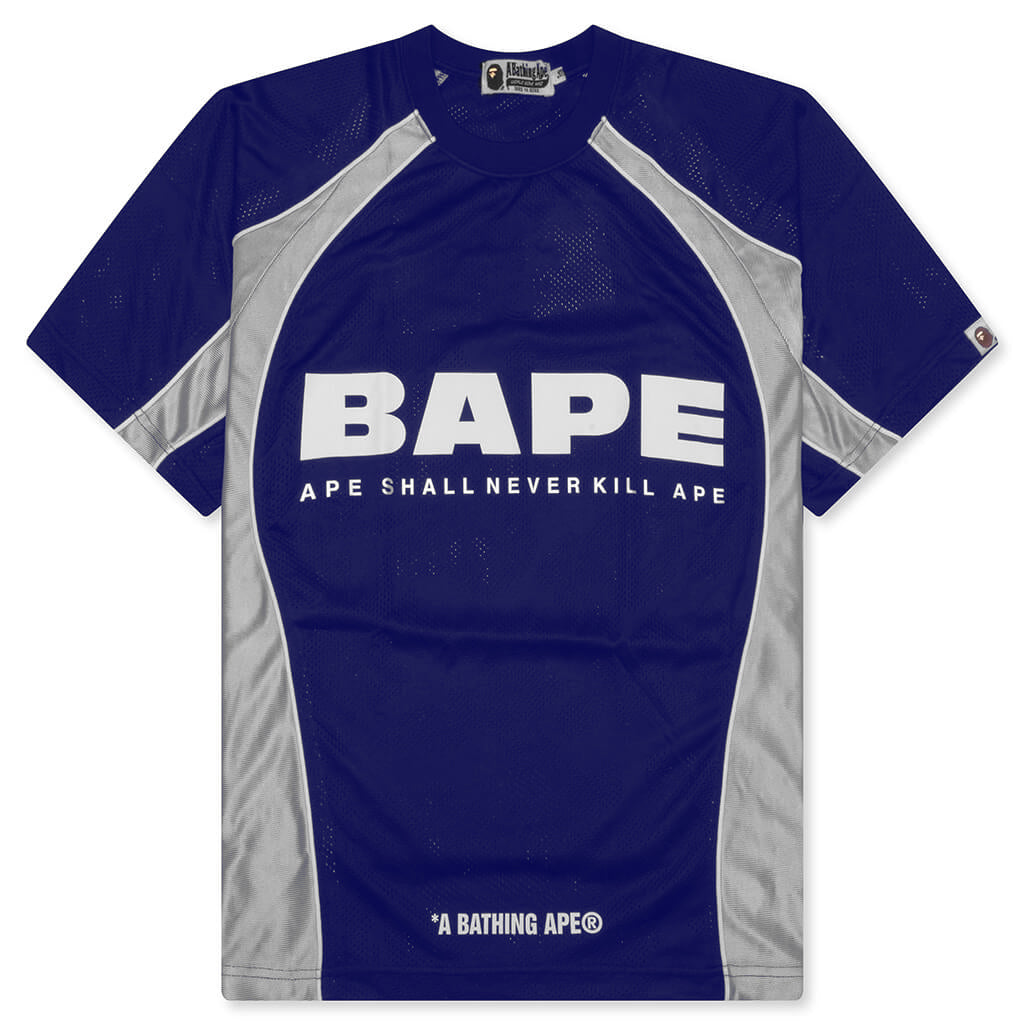 Solid Camo Jacquard Multilogo Relaxed Fit Football Jersey - Blue
