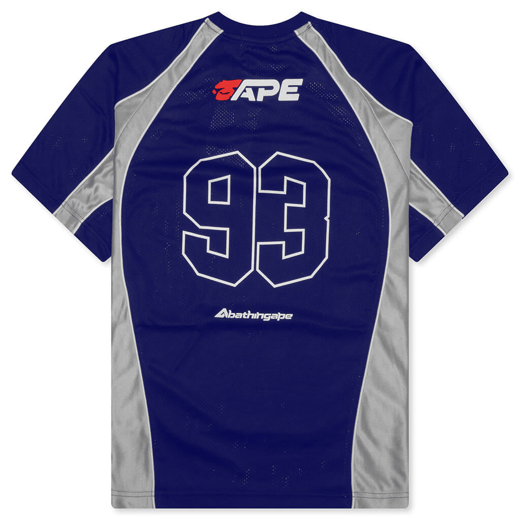 Solid Camo Jacquard Multilogo Relaxed Fit Football Jersey - Blue