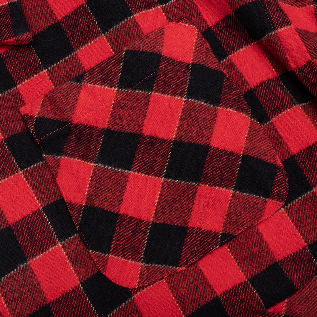 6 Pocket Flannel Shirt - Red/Black - Feature