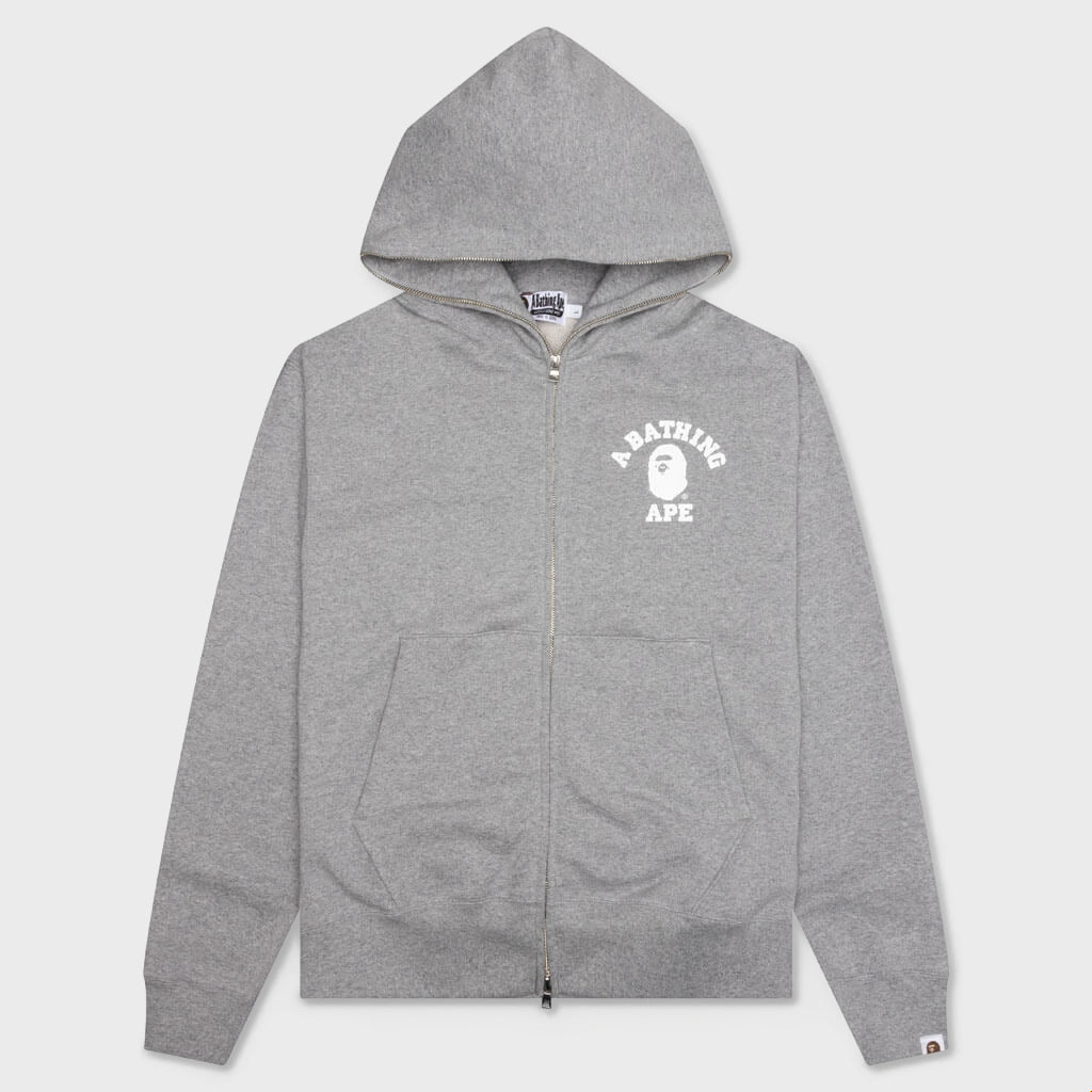 College Relaxed Fit Full Zip Hoodie - Gray – Feature