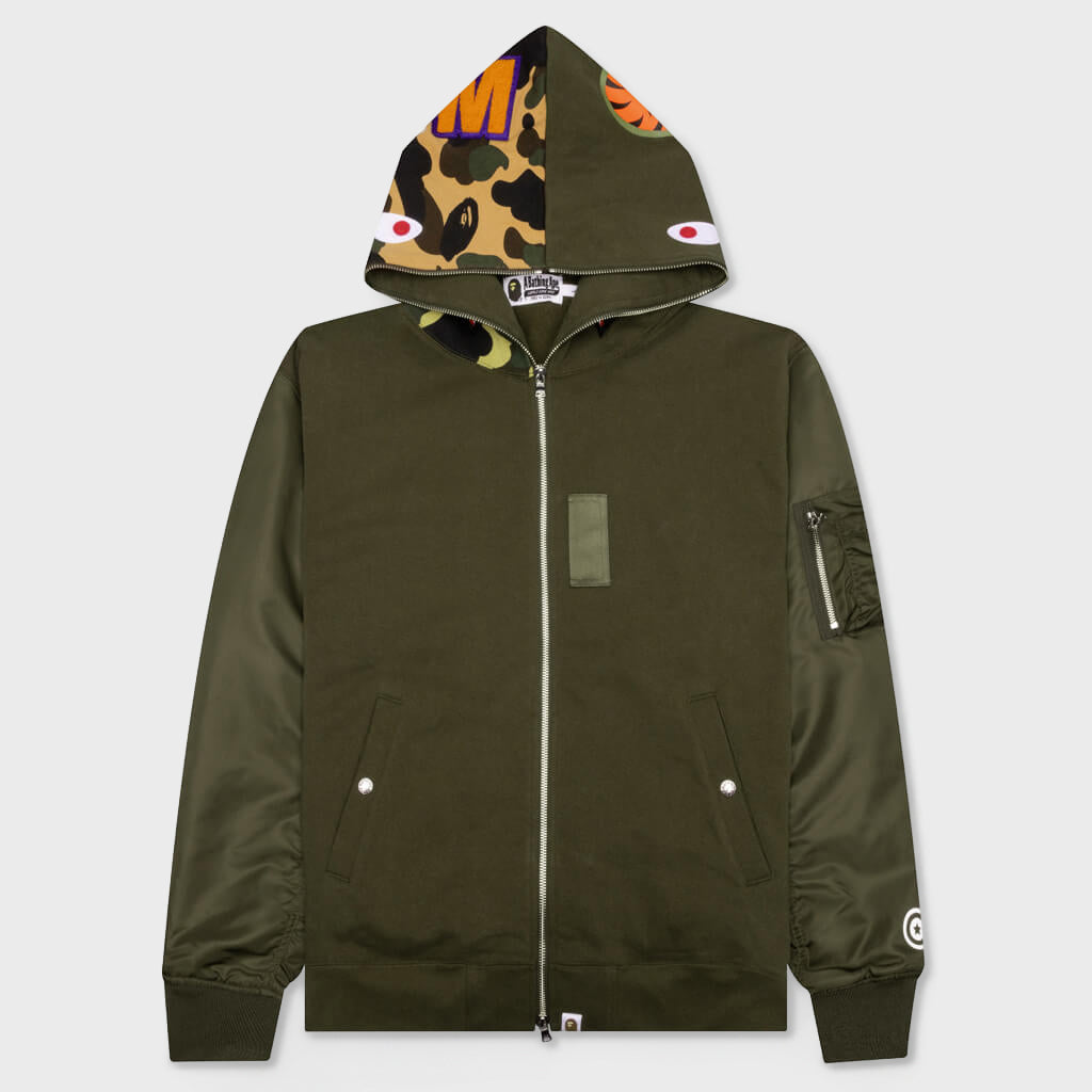 Military Shark Relaxed Fit Full Zip Hoodie - Olive Drab – Feature