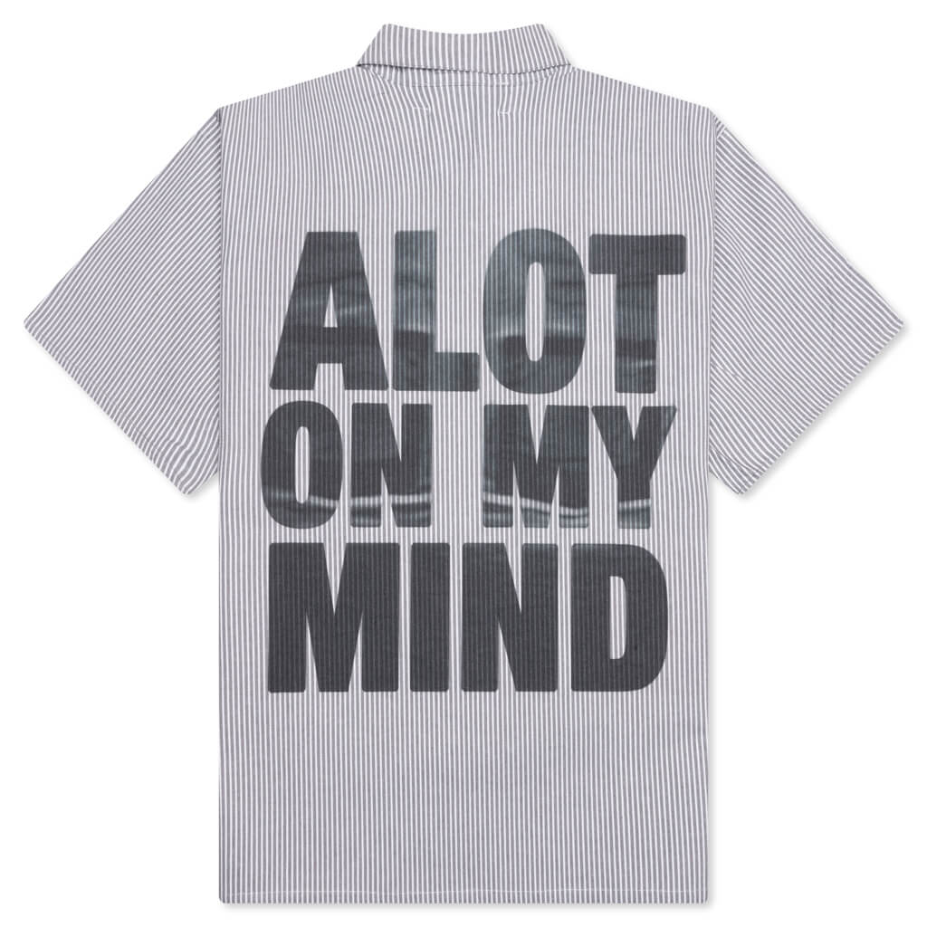 A Lot on My Mind Oversized Workshirt - Grey Stripes