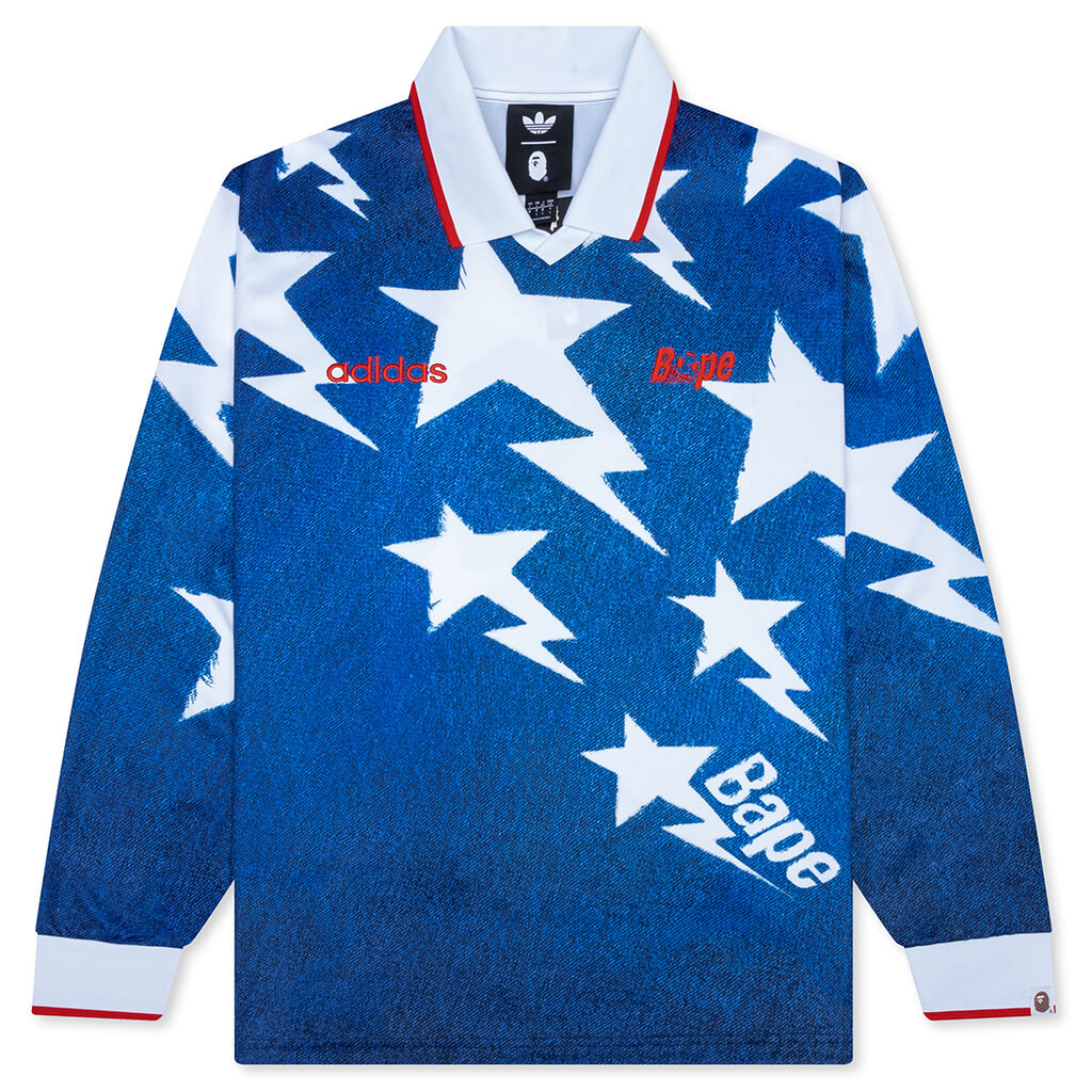 Adidas x BAPE L/S Star Jersey - Medium Blue Denim – Feature