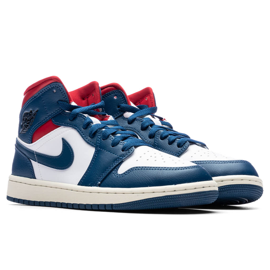 Air Jordan 1 Mid Women's - White/French Blue/Gym Red – Feature