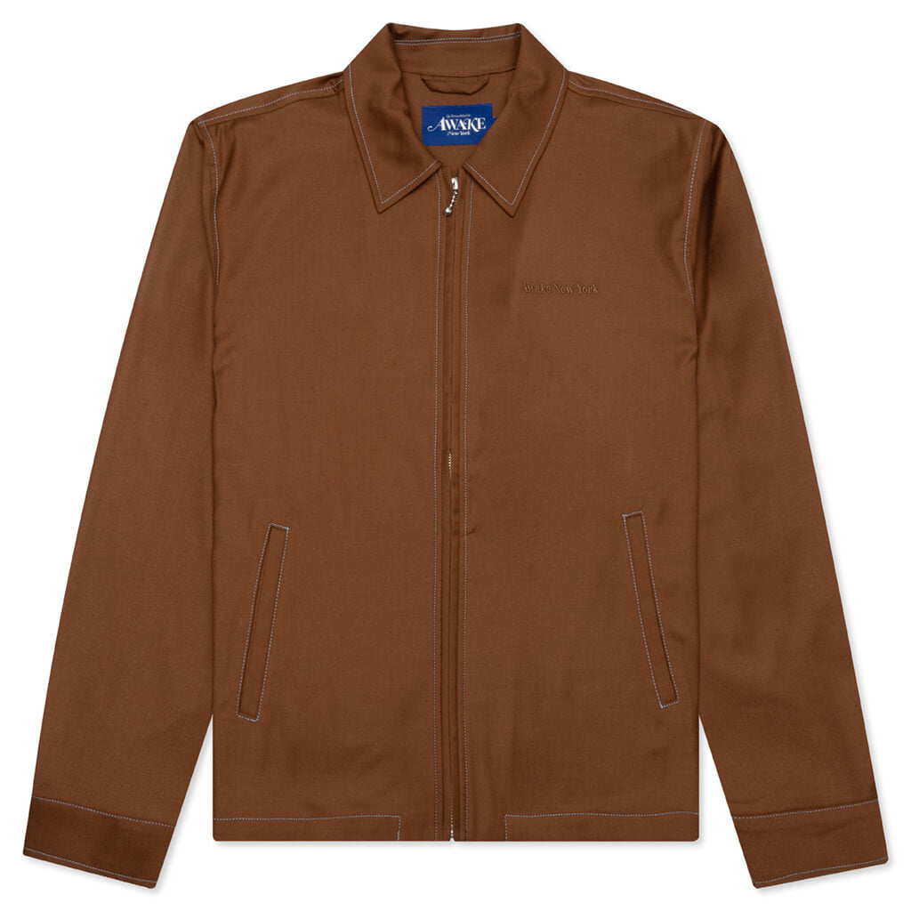 Lightweight Wool Harrington Jacket Brown Feature