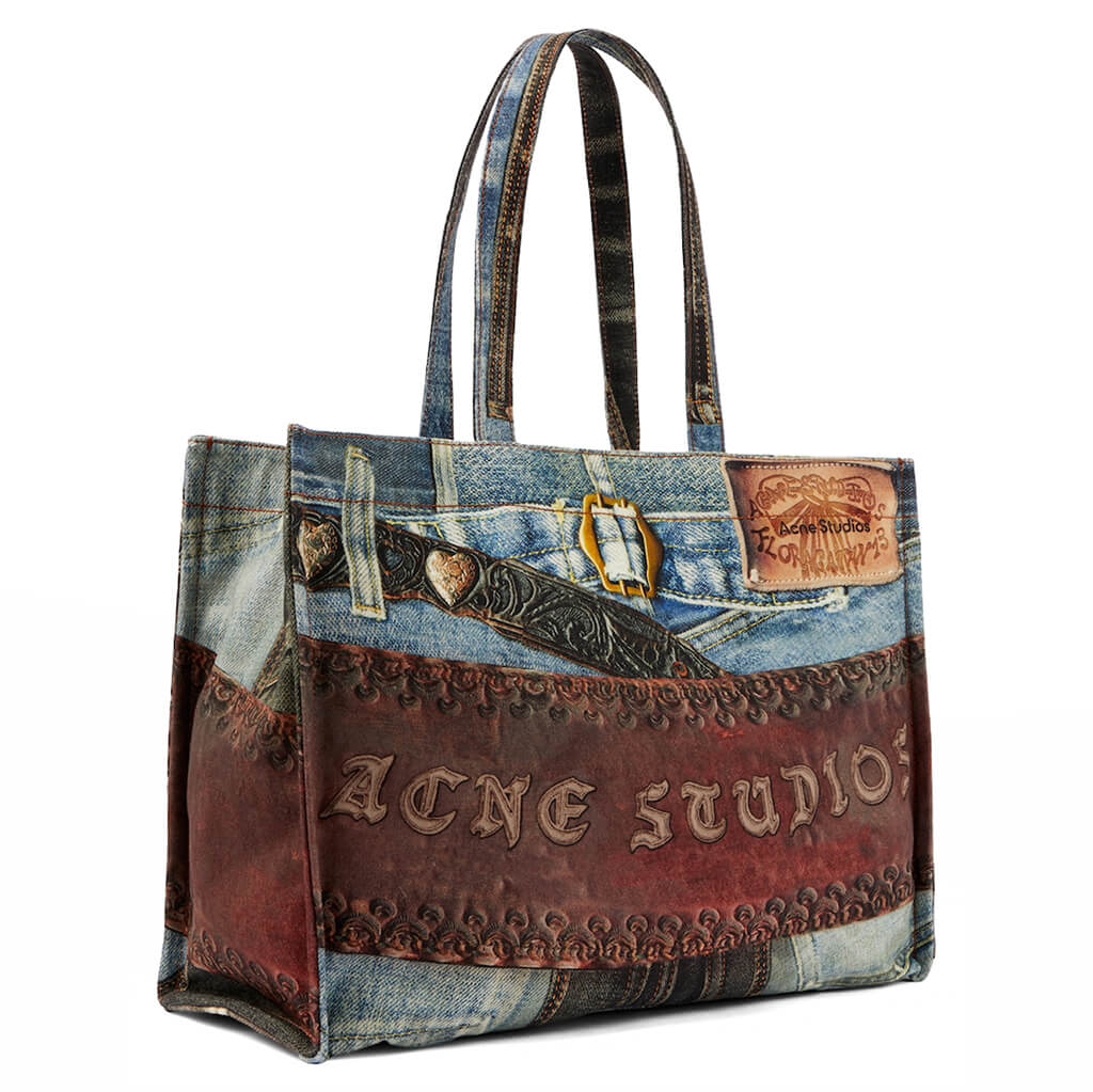 Logo Shoulder Trompe-l'oeil Tote Bag - Blue/Black – Feature