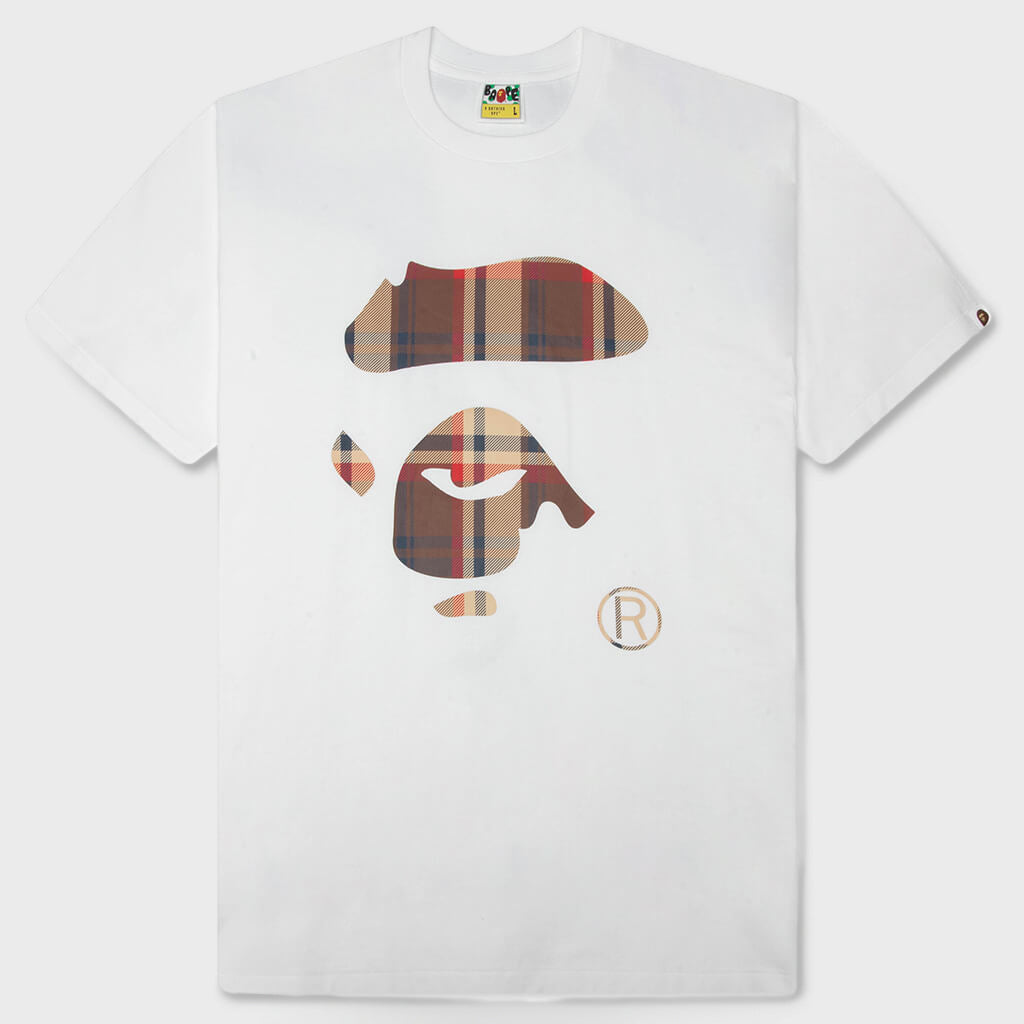 BAPE Check Ape Face Tee - White/Red – Feature