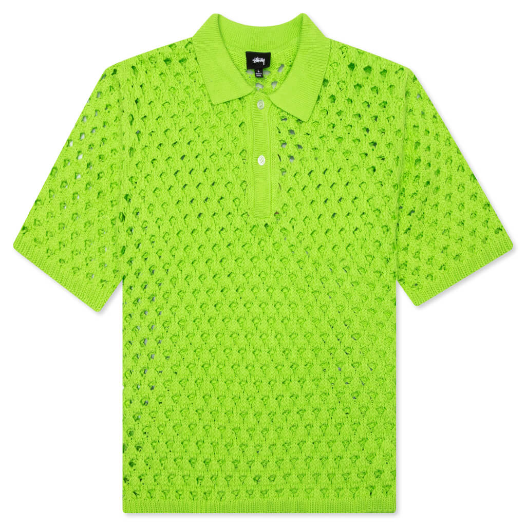 Big Mesh Polo Sweater - Lime