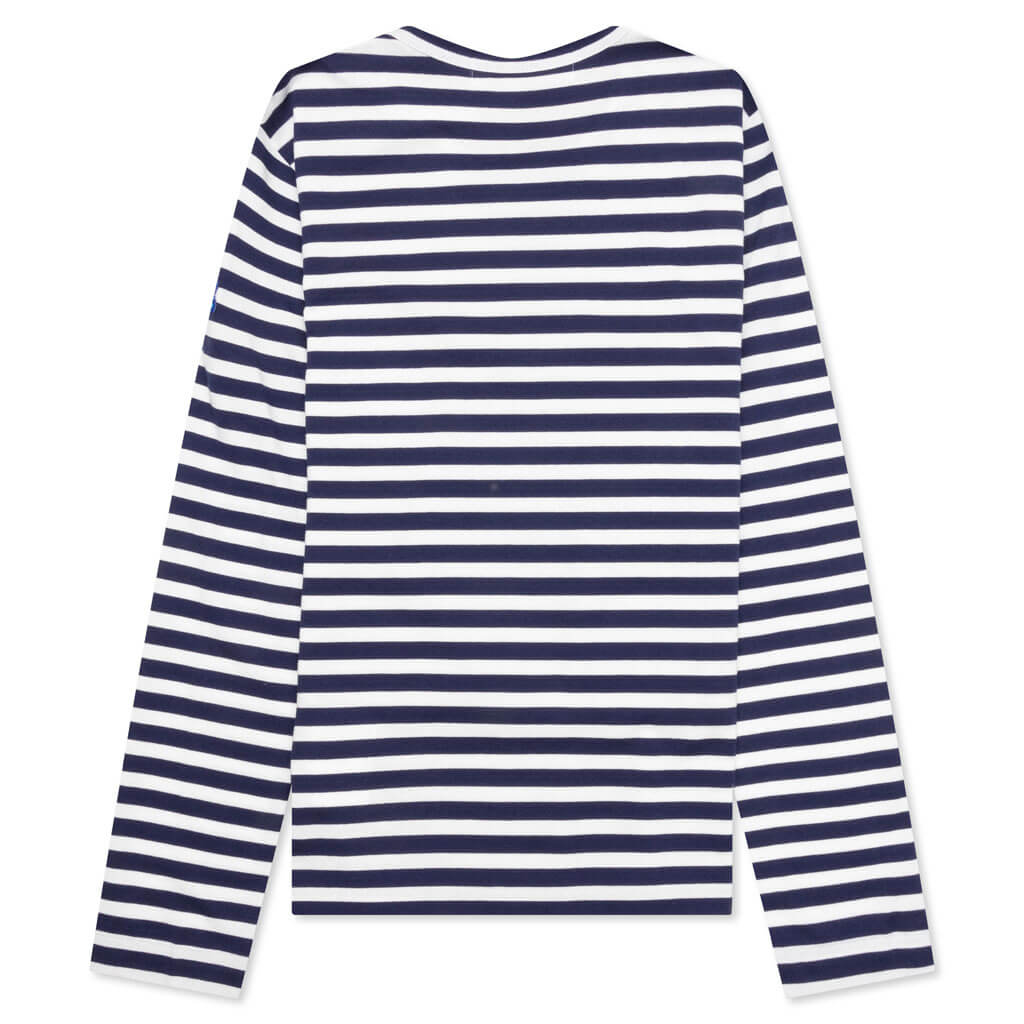 Comme des Garcons PLAY x the Artist Invader Women's Striped L/S Tee -  Blue/White