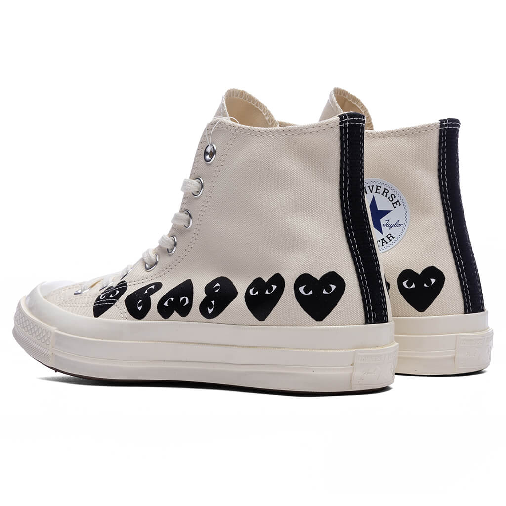 Converse x Comme Des Garcons PLAY All Star Chuck '70 Hi Multi Heart Milk/Black