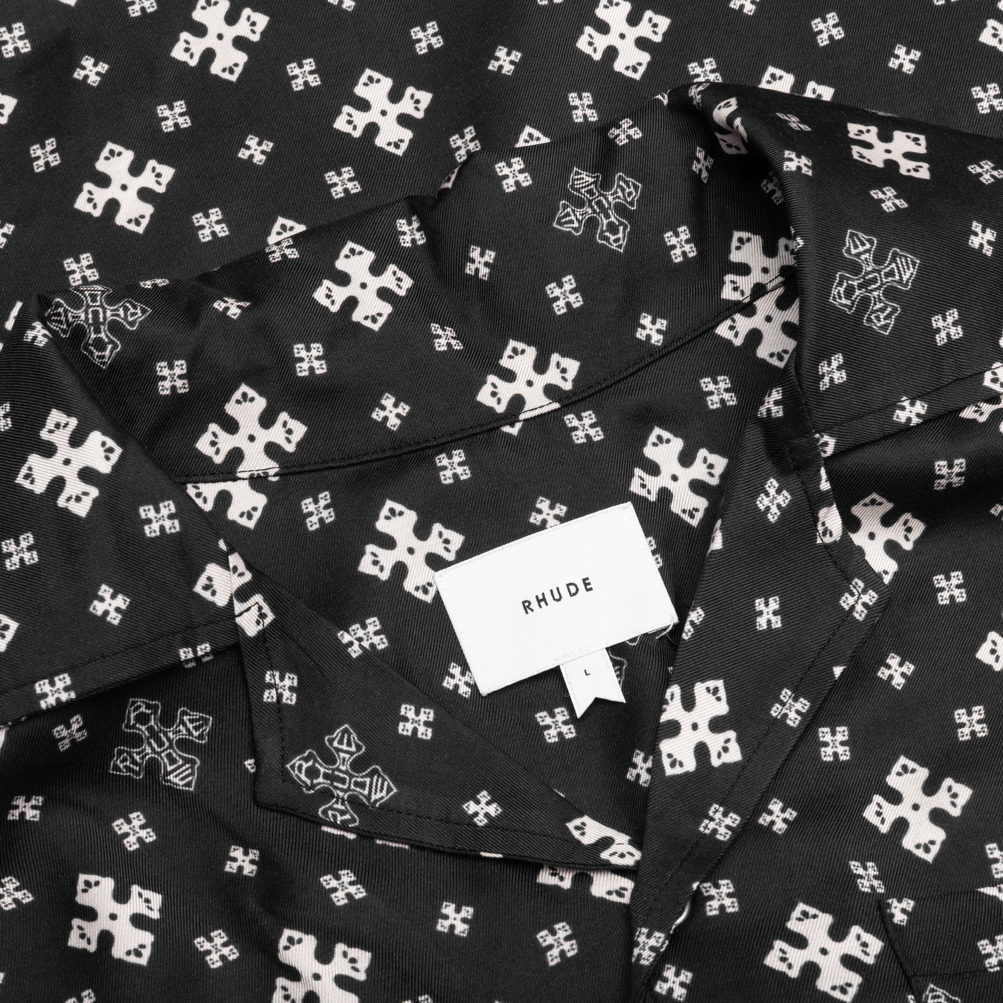 Cross Bandana Rayon Shirt - Black/White – Feature