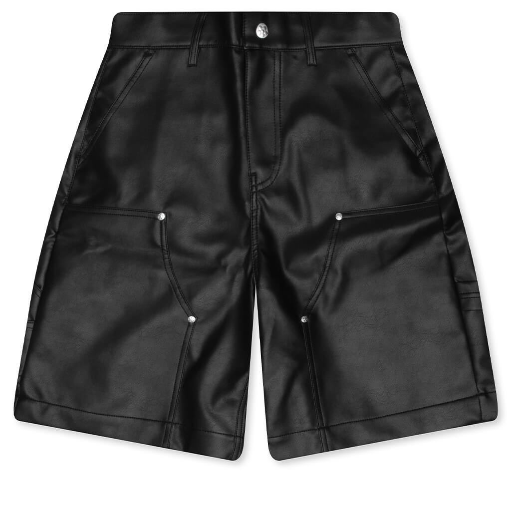 Double Knee Leather Shorts - Black – Feature