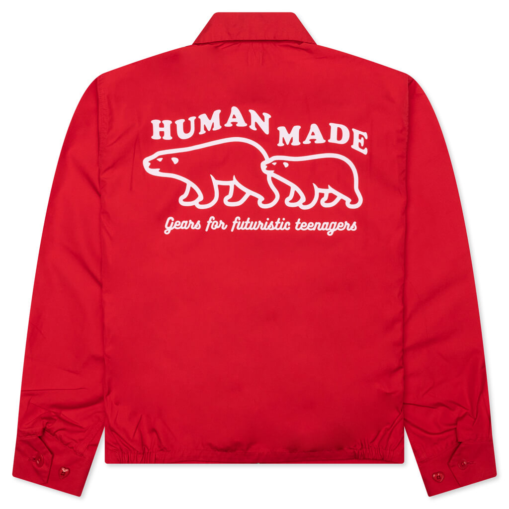 Human Made Coach Polar Bear Sweater Drizzler Jacket Red Human Made Coach Polar Bear Sweater Drizzler Jacket Red