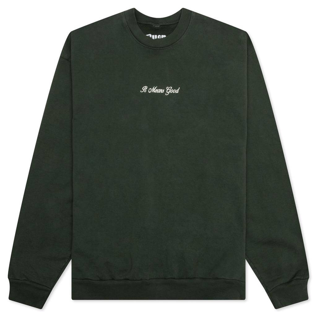 Embroidery Script Logo Crewneck - Forest Green