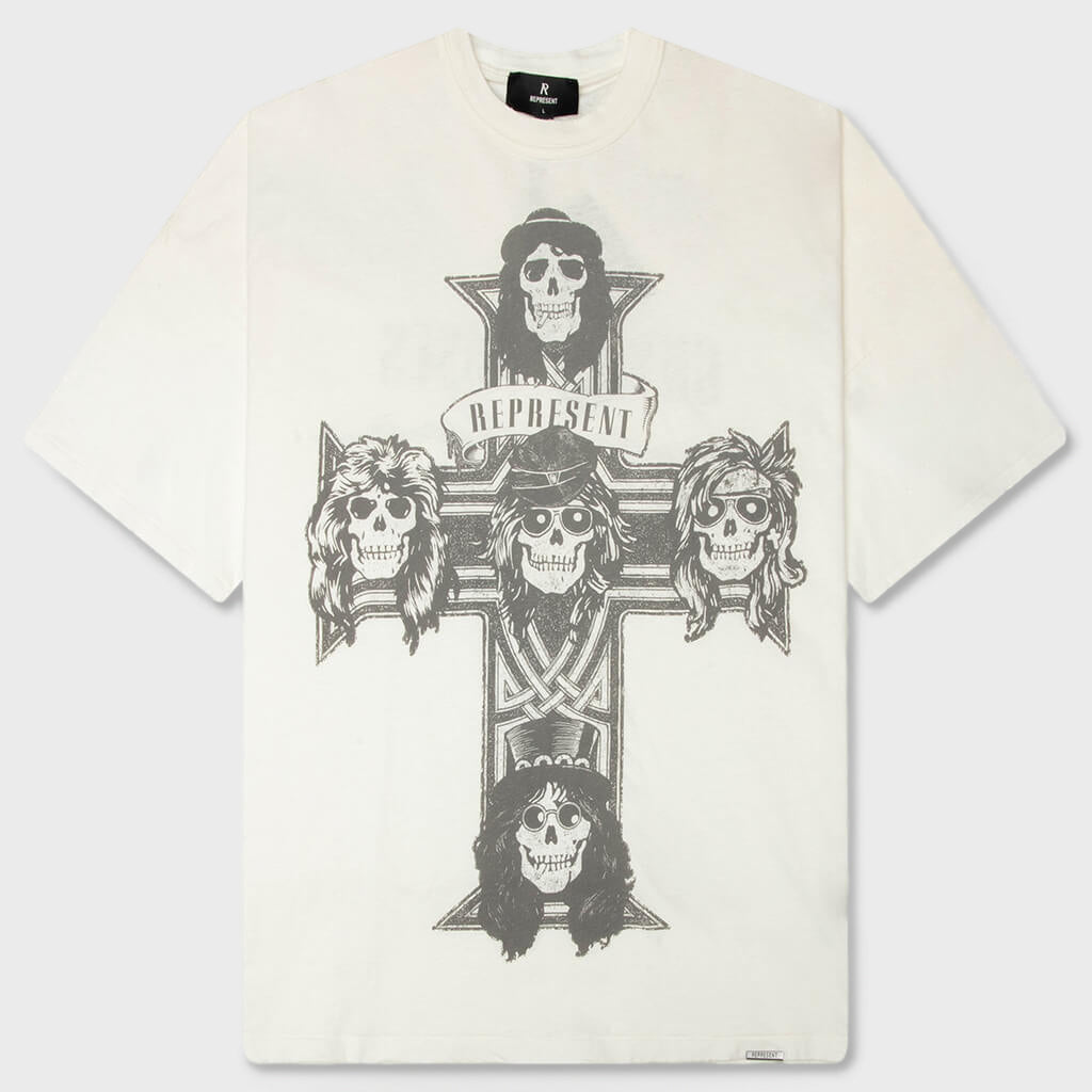 洋楽 TE: What You Represent? Represent x Guns N' Roses Cross T-Shirt - Washed Ecru – Feature