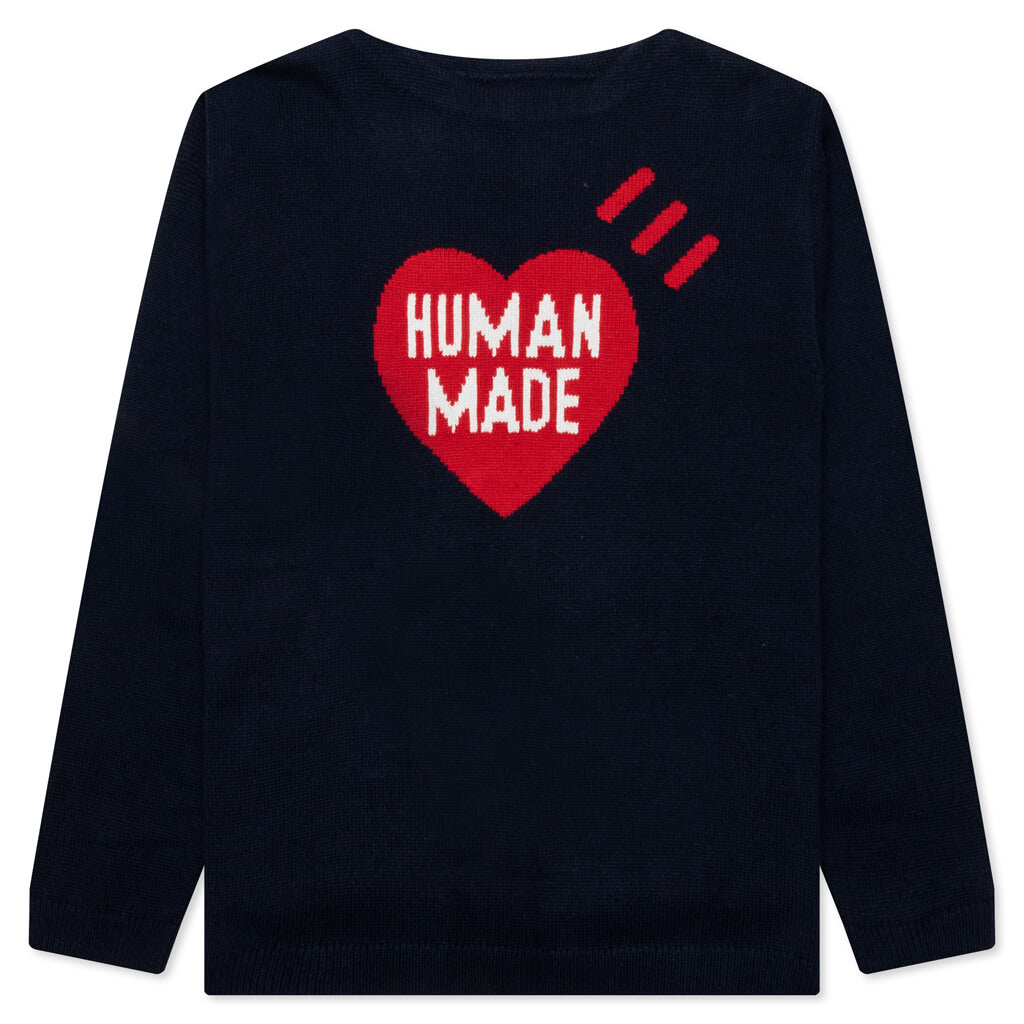 Heart Knit Sweater - Navy – Feature