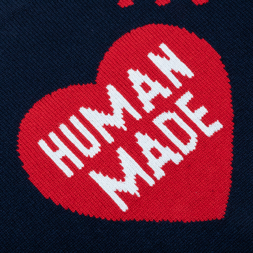Heart Knit Sweater - Navy
