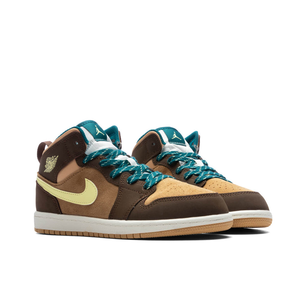 Air Jordan 1 Mid SE (PS) 'Cacao Wow' - Cacao Wow/Luminous Green/Ale Brown