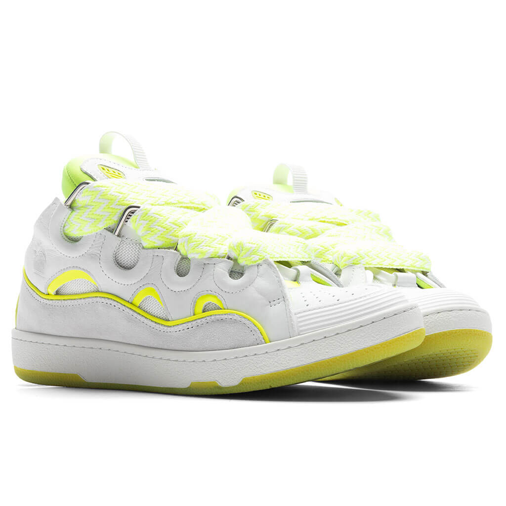 Curb Sneakers - White/Fluo Yellow