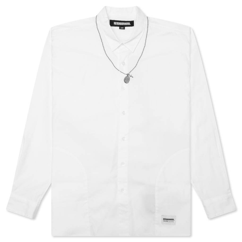 Medal & Cross Embroidery L/S Shirt - White – Feature