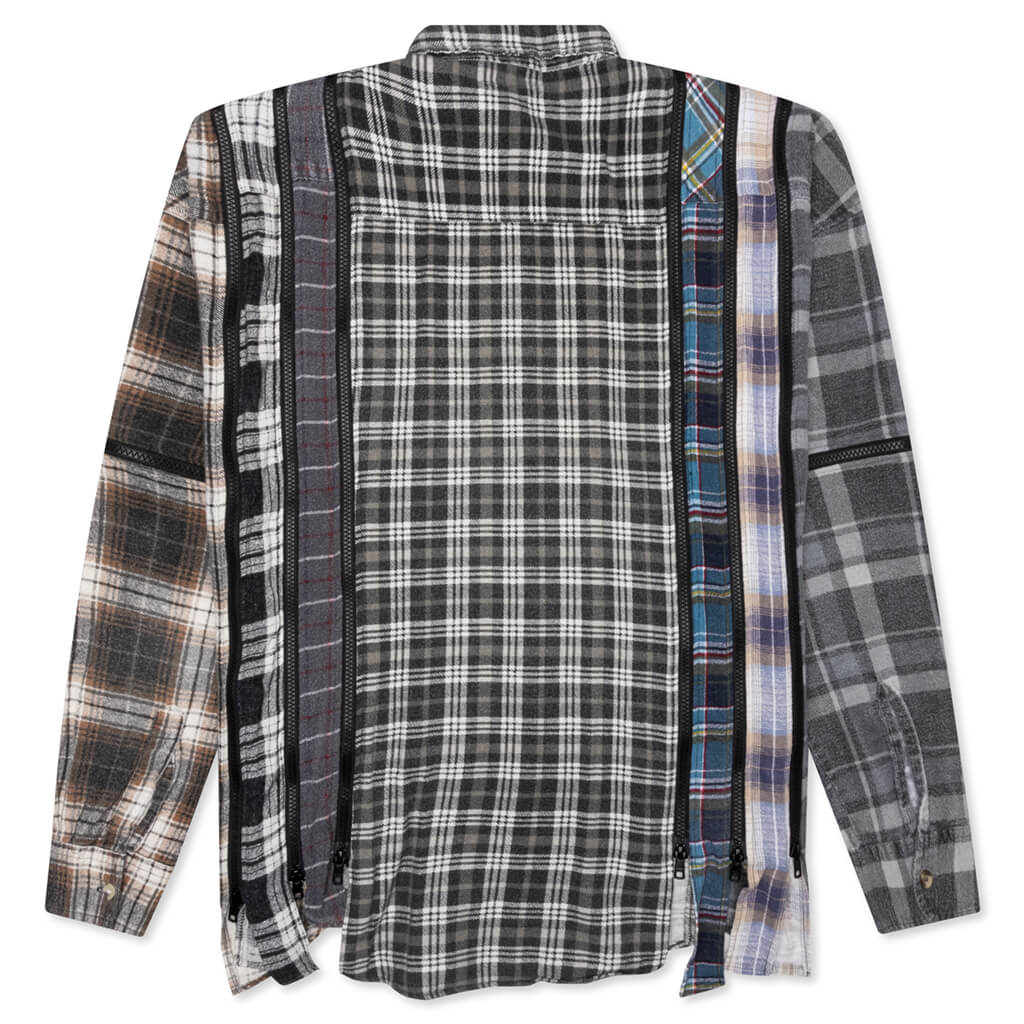 メンズウェア PREMIUM FLANNEL CHECK L/S SHIRT GRAY Flannel Shirt 7 Cuts Zipped Wide Shirt - Assorted – Feature