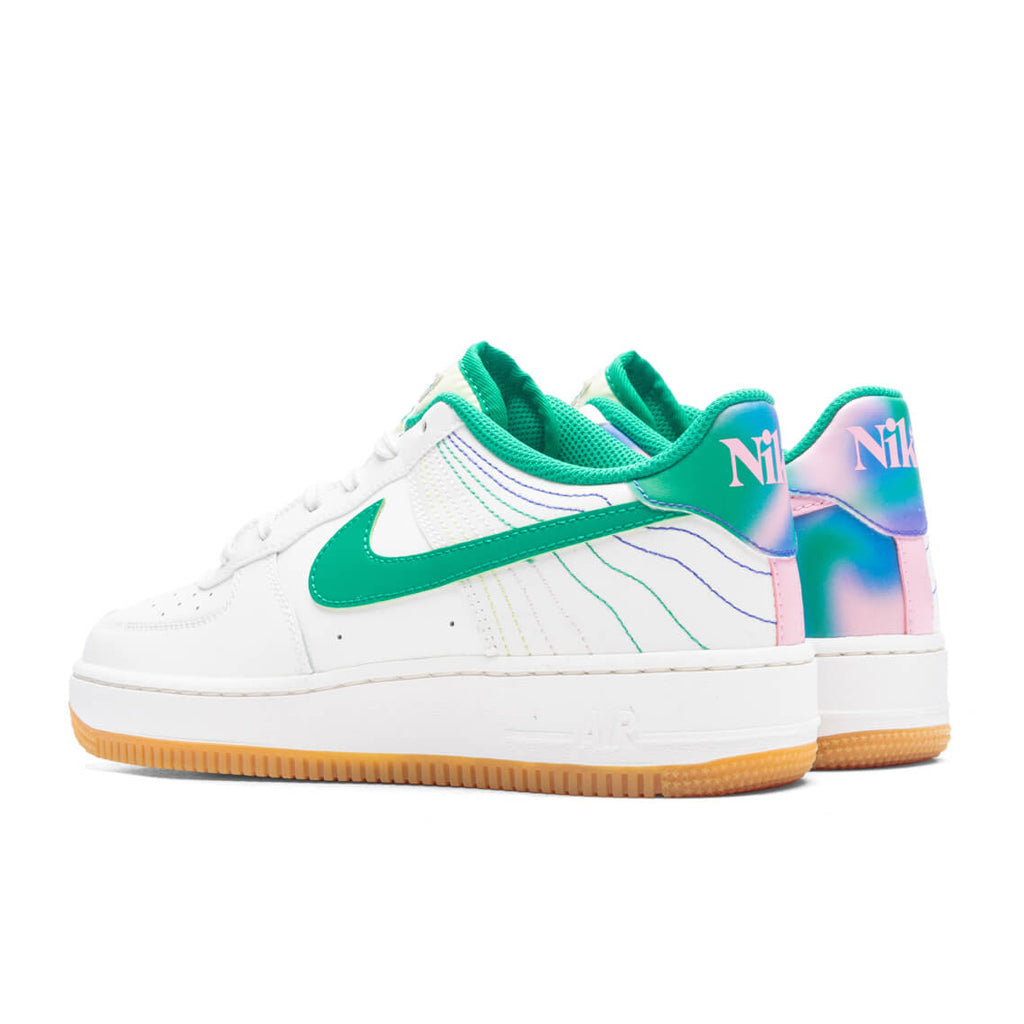 Air Force (GS) 'Heel Stich' Sail/Stadium Green/Med Soft Pink