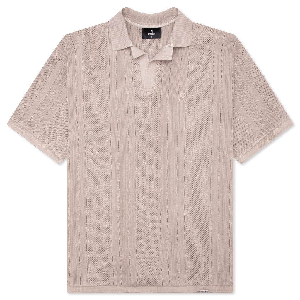 Chapal Short Sleeve Chevron Stitch Polo Dk-Blue