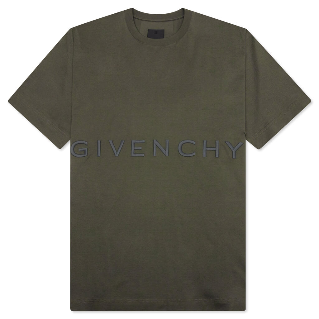 Oversized Fit Givenchy Embroidery T-Shirt - Greyish Green – Feature