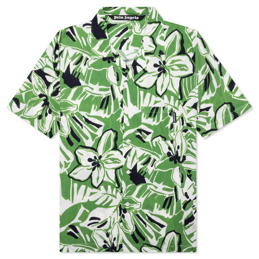 Marco Hibiscus Bowling Shirt - Green/White – Feature