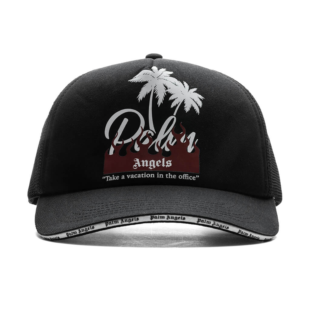 Palm Angels Logo Trucker Hat in Blue for Men