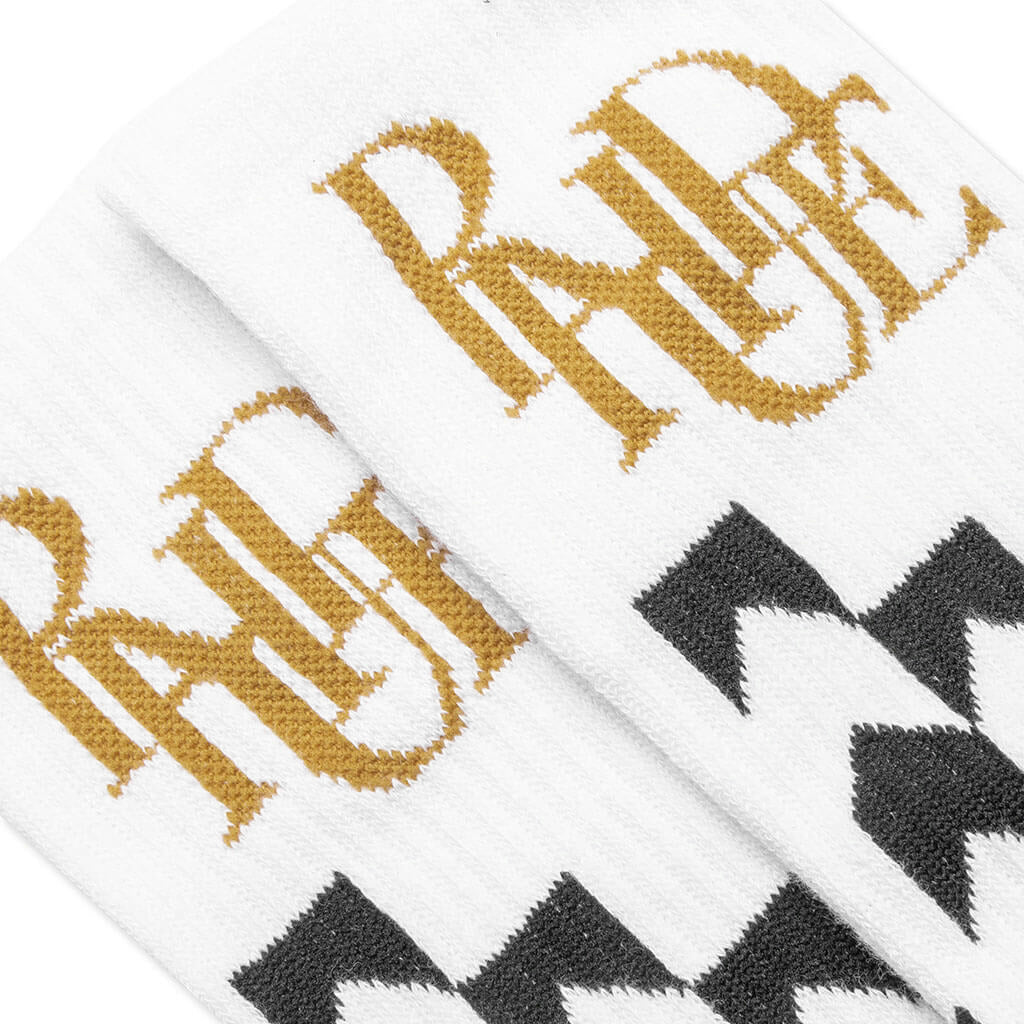 Rhude Racing Cotton Blend Ribbed Socks In White