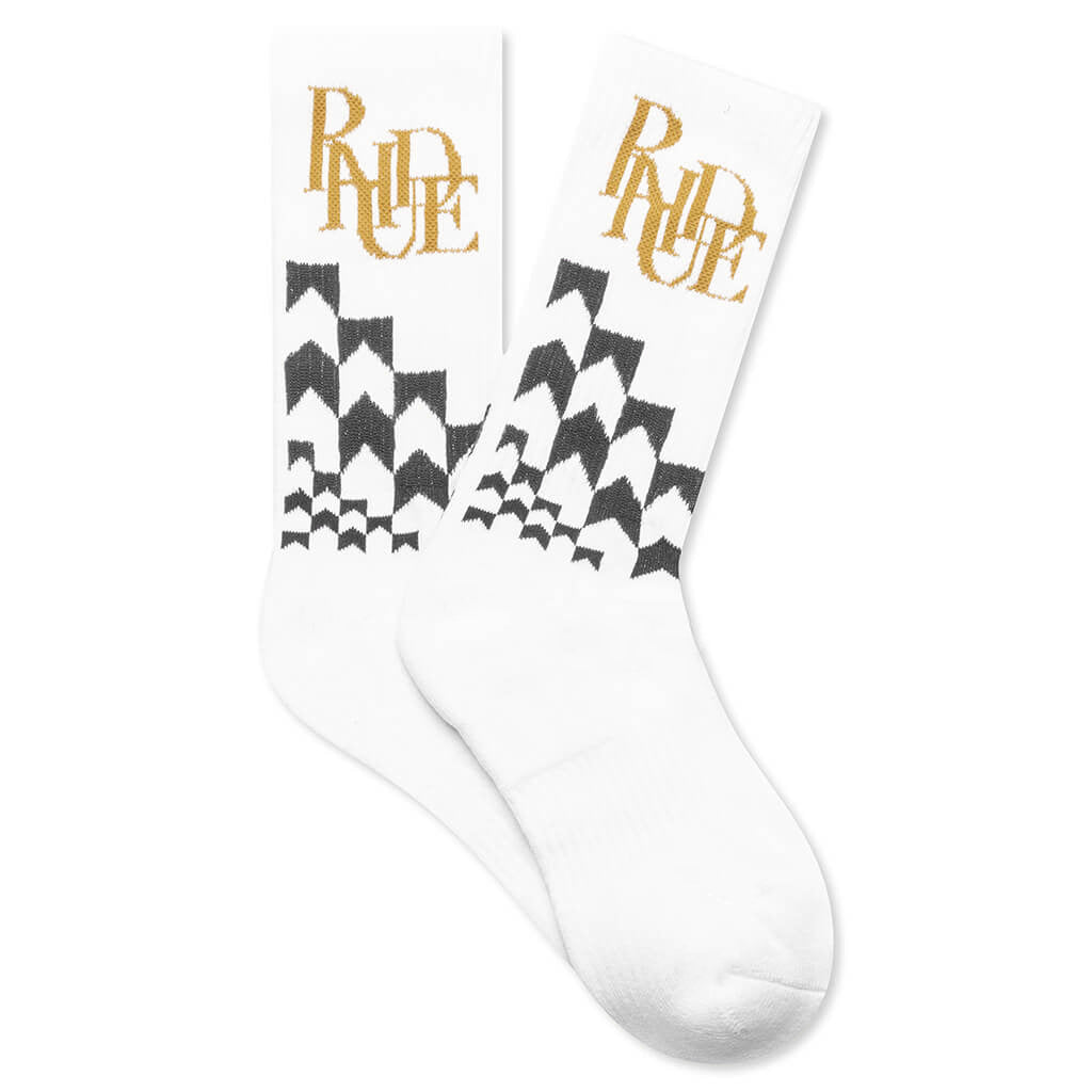 Rhude Racing Cotton Blend Ribbed Socks In White