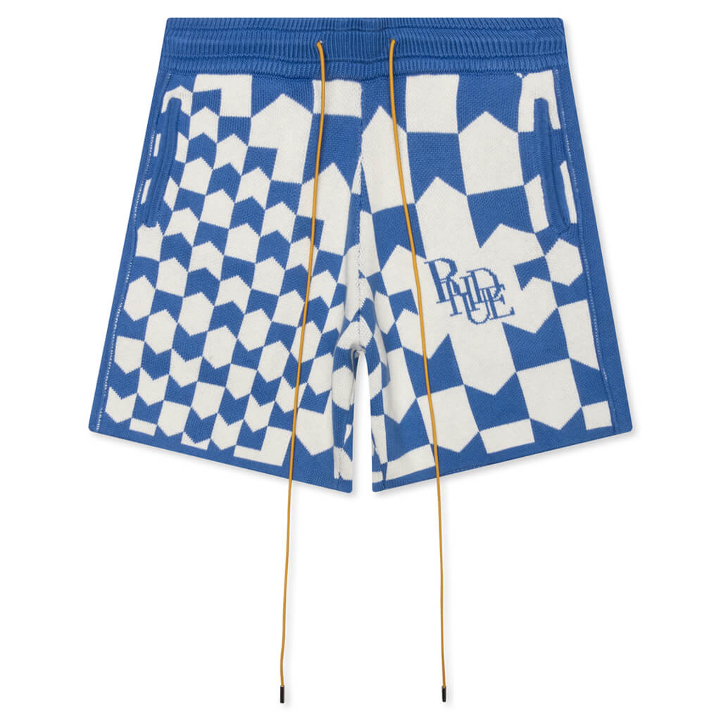 Rhacing Checkered Knit Short - Ivory/Blue – Feature