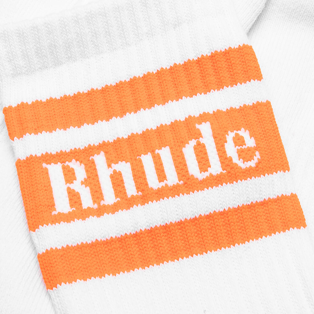 Rhude Racing Cotton Blend Ribbed Socks In White
