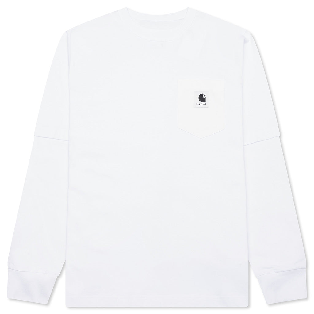 トップス Sacai Carhartt Cotton Jersey L/S T-Shirt Sacai x Carhartt WIP Cotton Jersey L/S T-Shirt - White – Feature