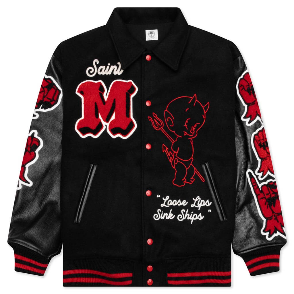 Saint Michael Devil Varsity Jacket - Black