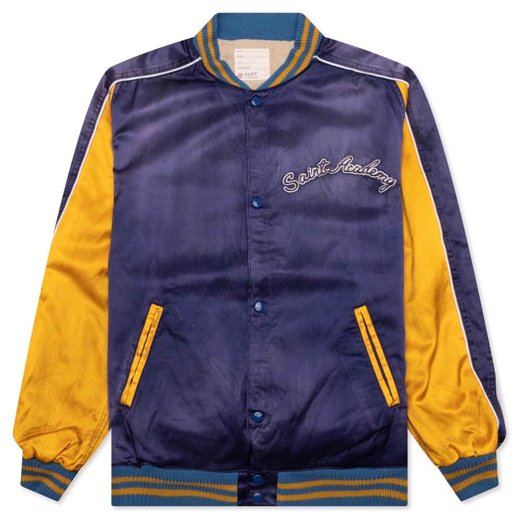 Saint Michael Stadium Jacket - Navy/Yellow – Feature