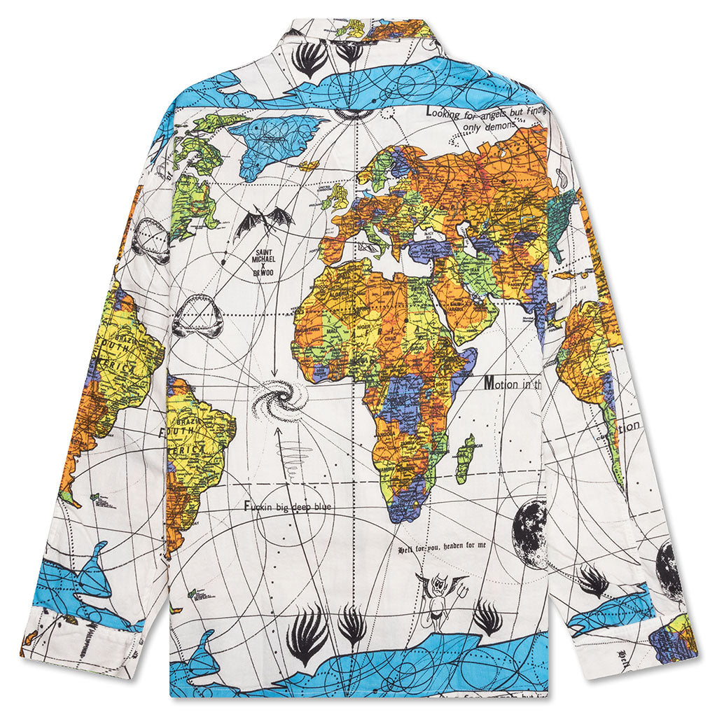 セントマイケル　DR.WOO WORLD MAP PAJAMA SHIRT L Saint-Michael-World-Map-Pajama