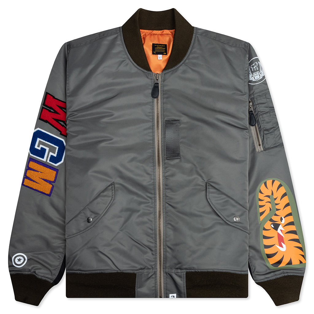 ジャケット・アウター A Bathing Ape Shark MA-1 Jacket Olive Shark Ma-1 - Olive Drab – Feature