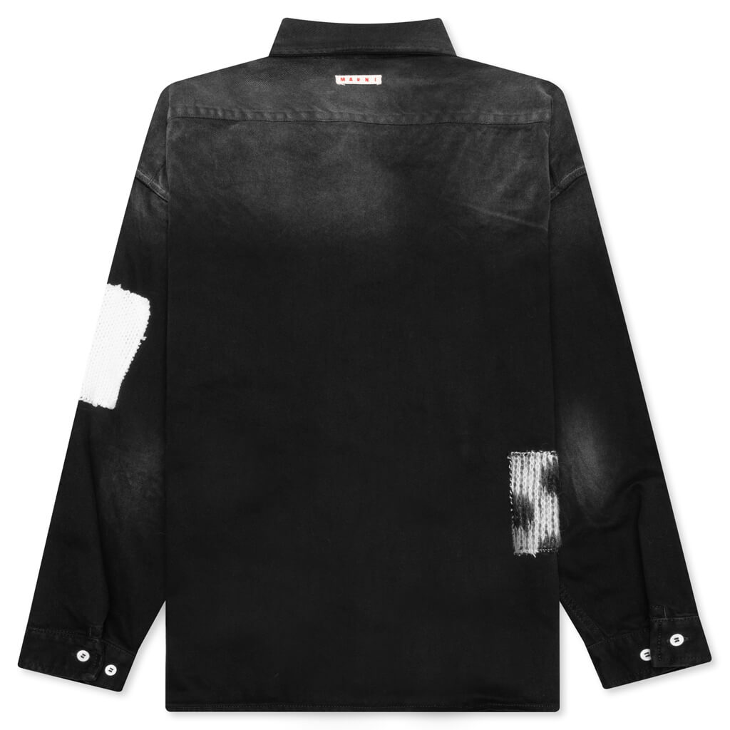 Black High-Low Shirt With Patchwork