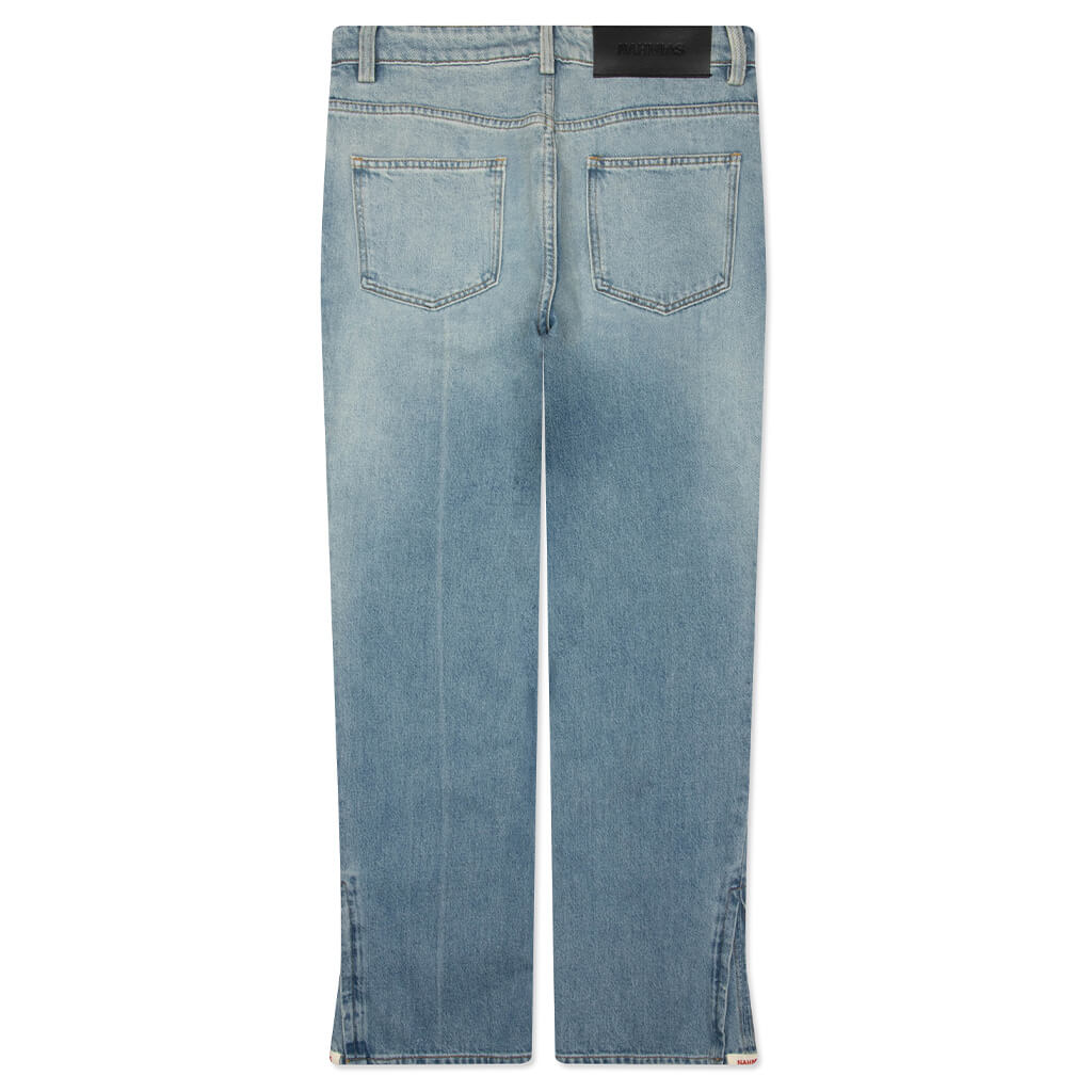 Split Seam Straight Leg Jean - Light Indigo Wash – Feature