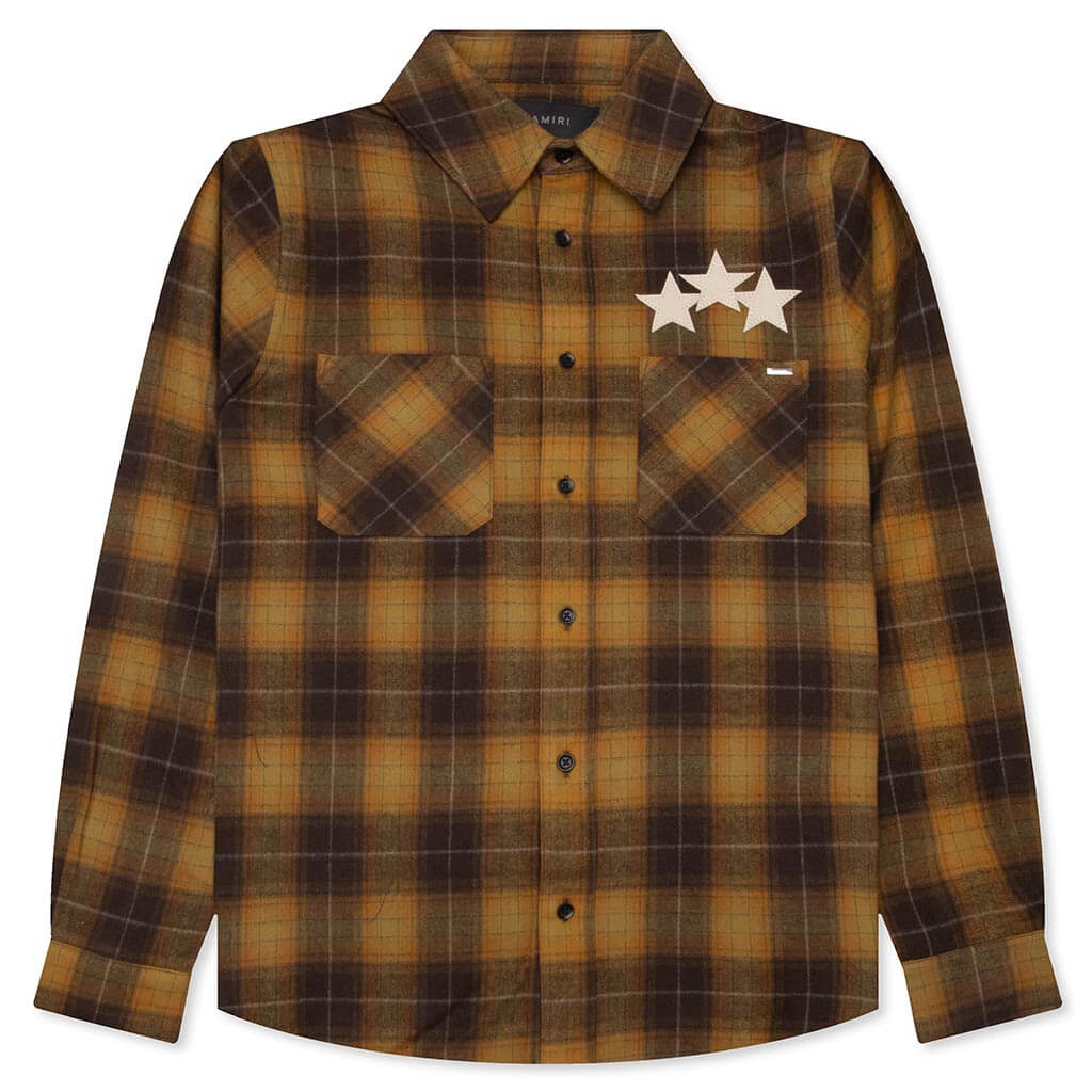 Amiri Stars Plaid Flannel - Chai Tea - Amiri Shirt – Feature