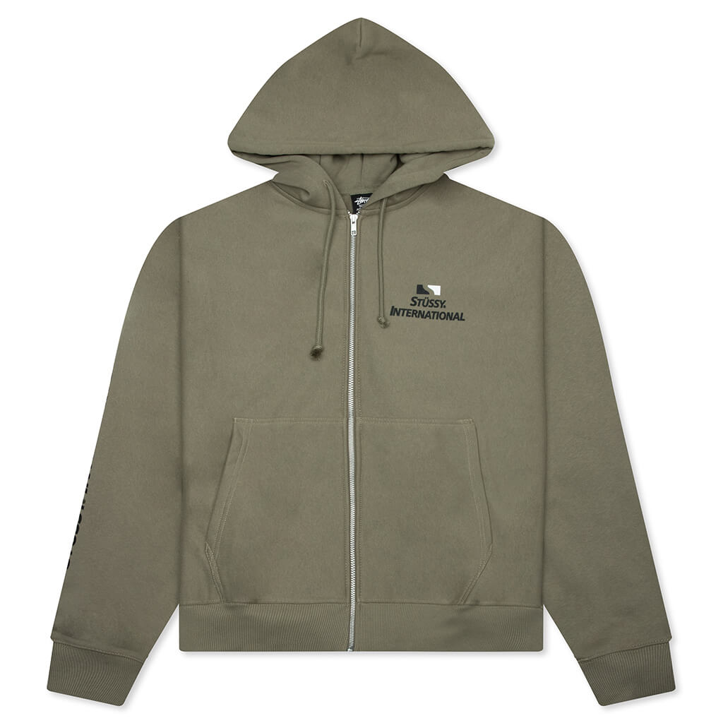 Stüssy International Zip Hoodie - Army – Feature