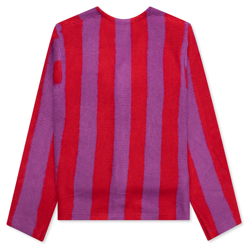 Striped Brushed Cardigan - Purple – Feature