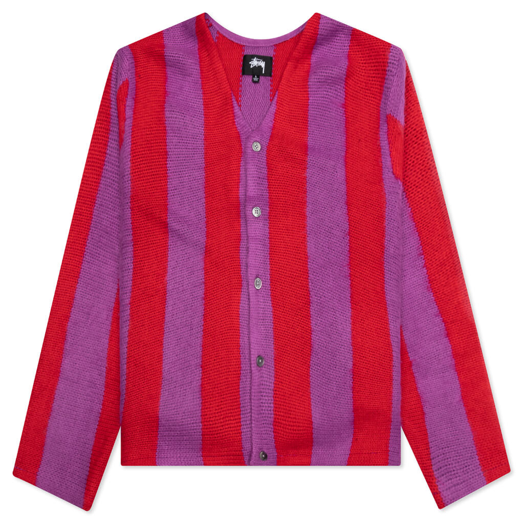Striped Brushed Cardigan - Purple – Feature