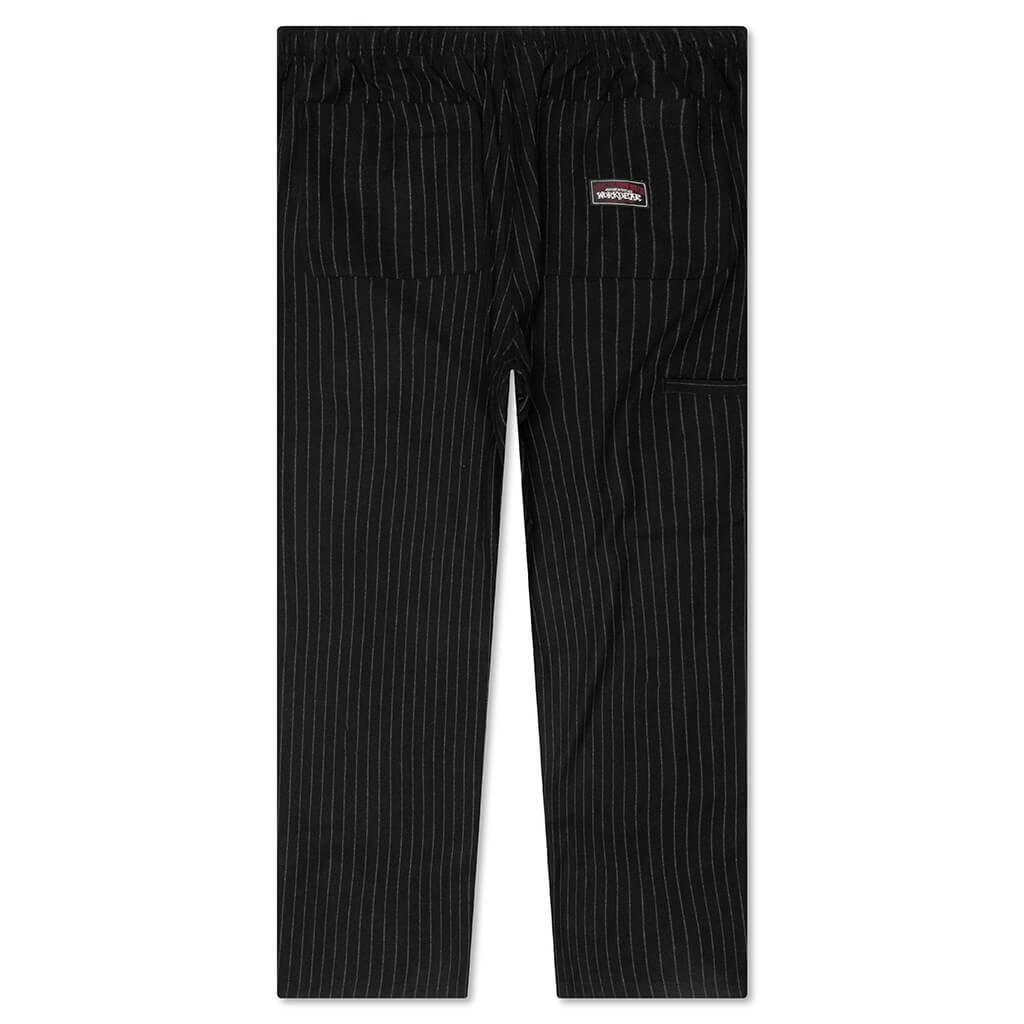 Wool Stripe Beach Pant - Black