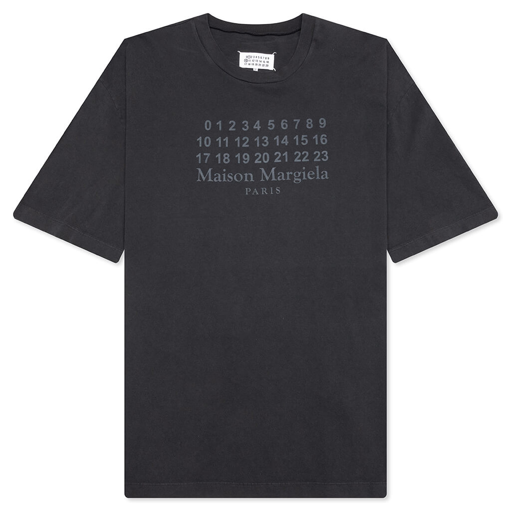 Number Logo Cotton T-Shirt Washed Black Black SM