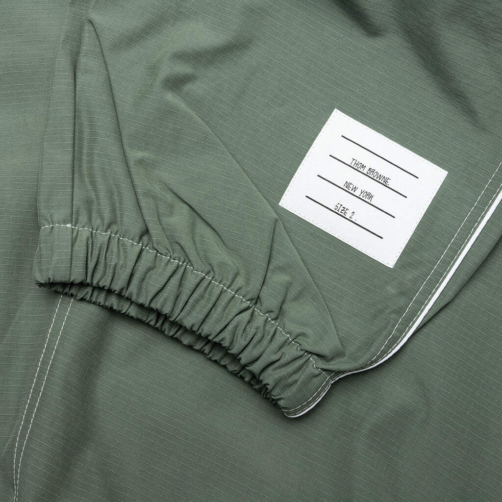 Contrast White Stitching Track Pants - Dark Green