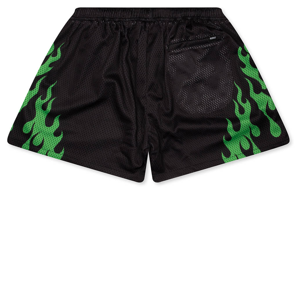 Toxic Flames Mesh Shorts - Black/Green – Feature